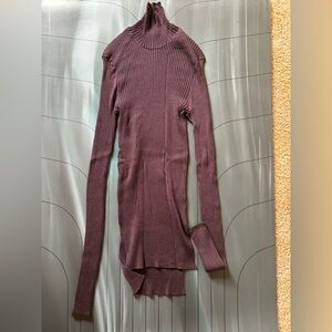 CHICJOC Ribbed Turtleneck Wool Knit Top Grape Purple Size 40